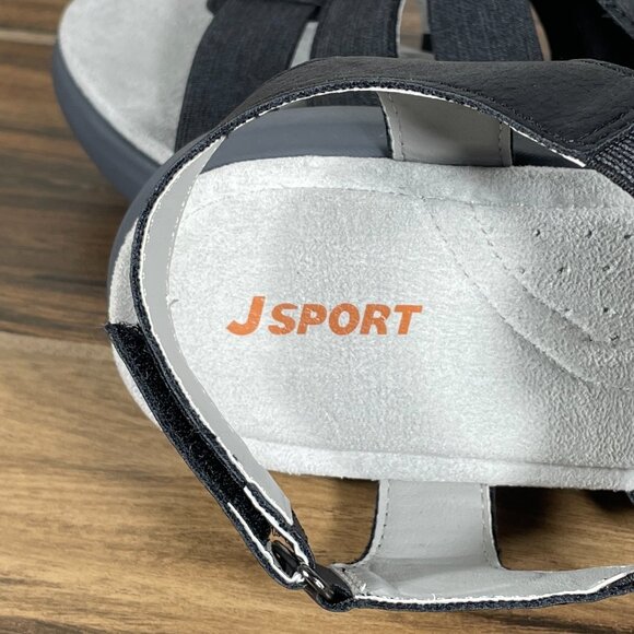 JSport Cara Womens Size 9 Shoes Black Open Toe Lightweight Strappy Wedge Sandals - Picture 10 of 13